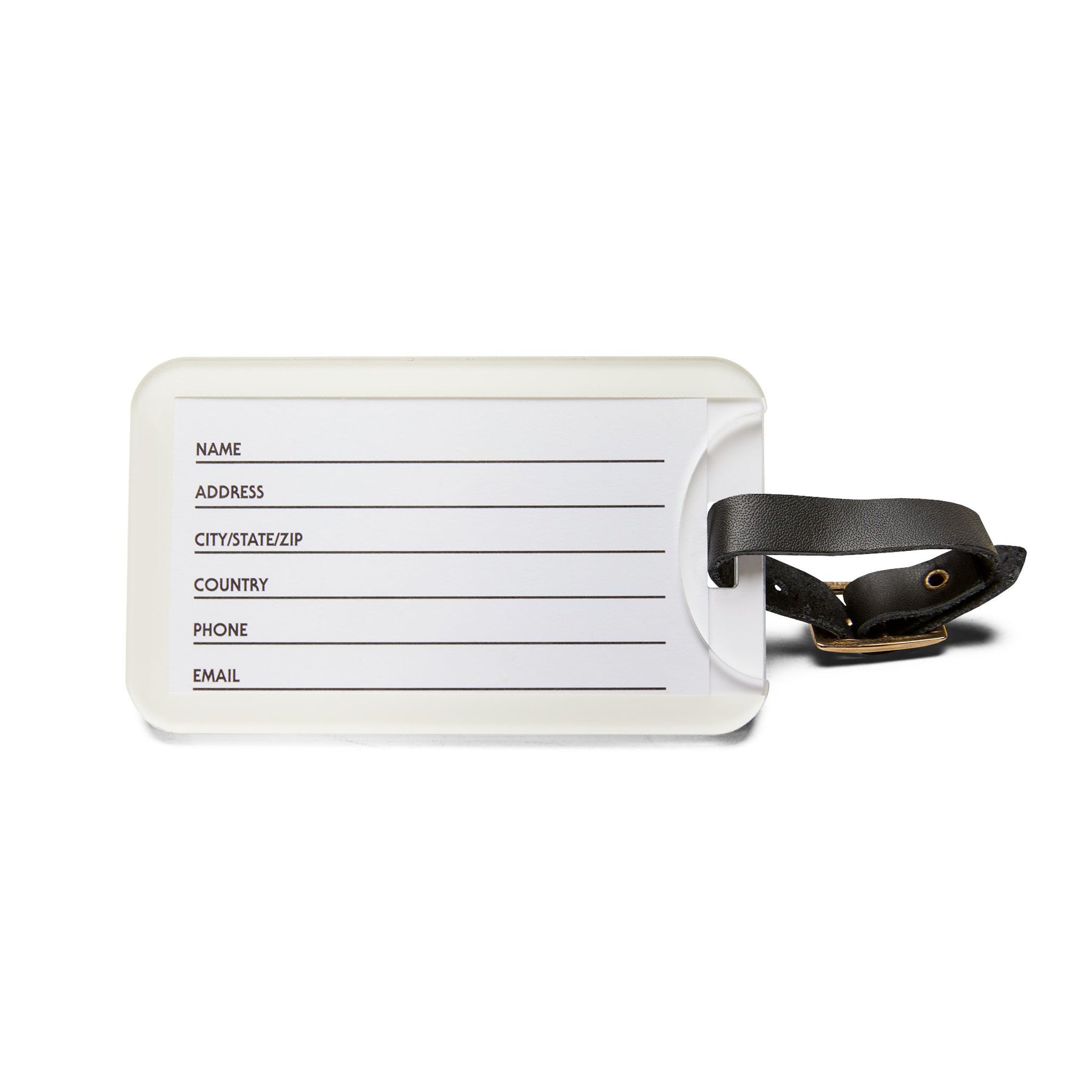 OES Luggage Tag - Pink With Black Leather Strap - Bricks Masons