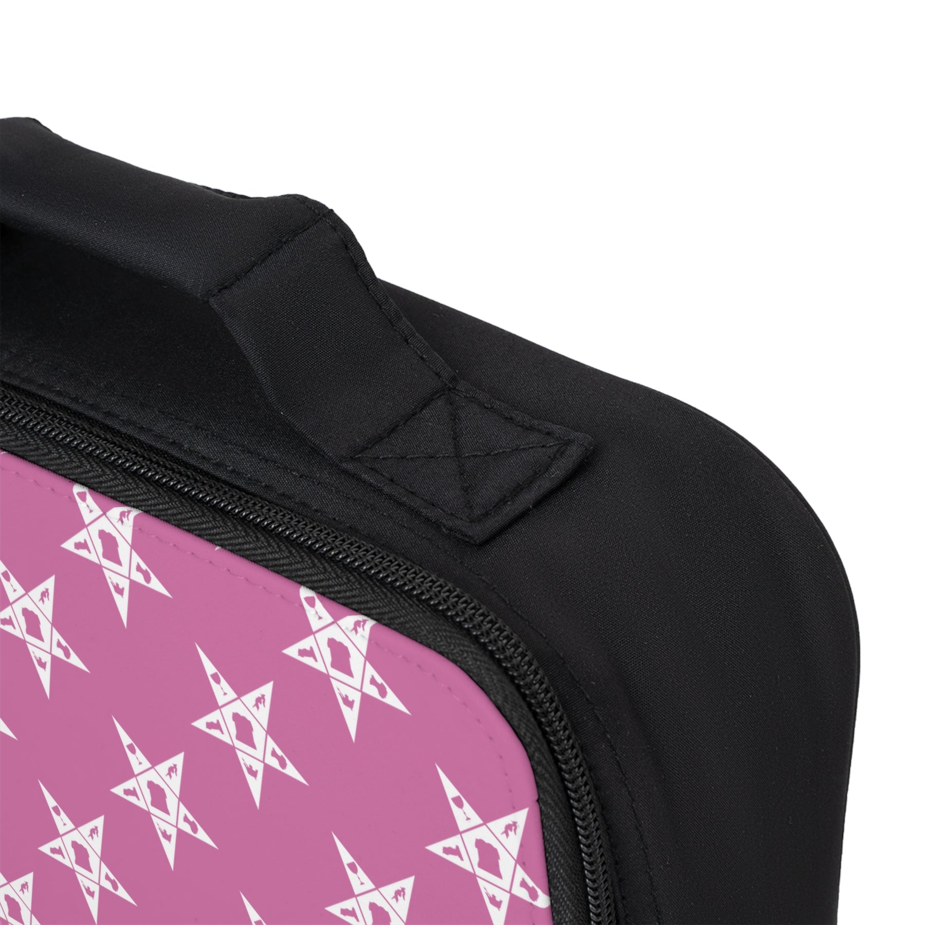 OES Lunch Bag - Pink & White Stars With Zipper Closure - Bricks Masons