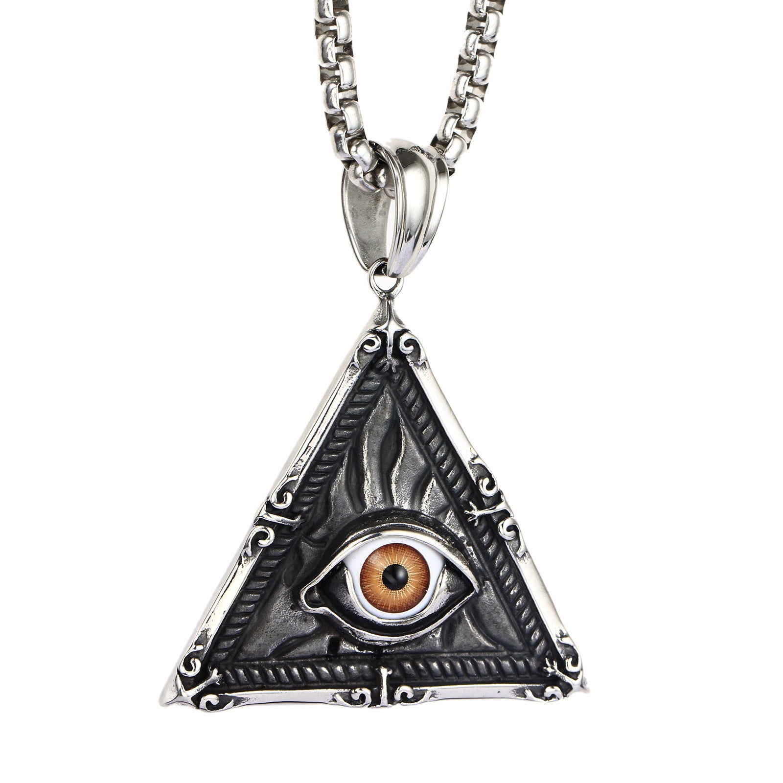 Eye Of Providence Necklace - All Seeing Eye Stainless Steel Pendant - Bricks Masons