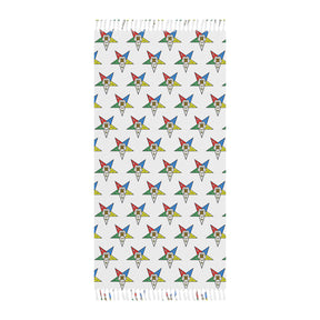 OES Towel - Colorful Stars Polyester With Knotted Tassels - Bricks Masons