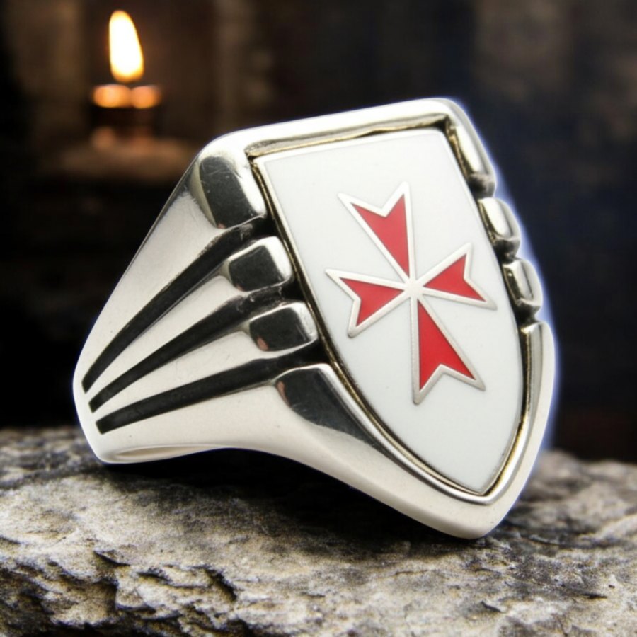 Knights Templar Ring in Silver 1.6 cm 10 gr Art 1321 - Bricks Masons