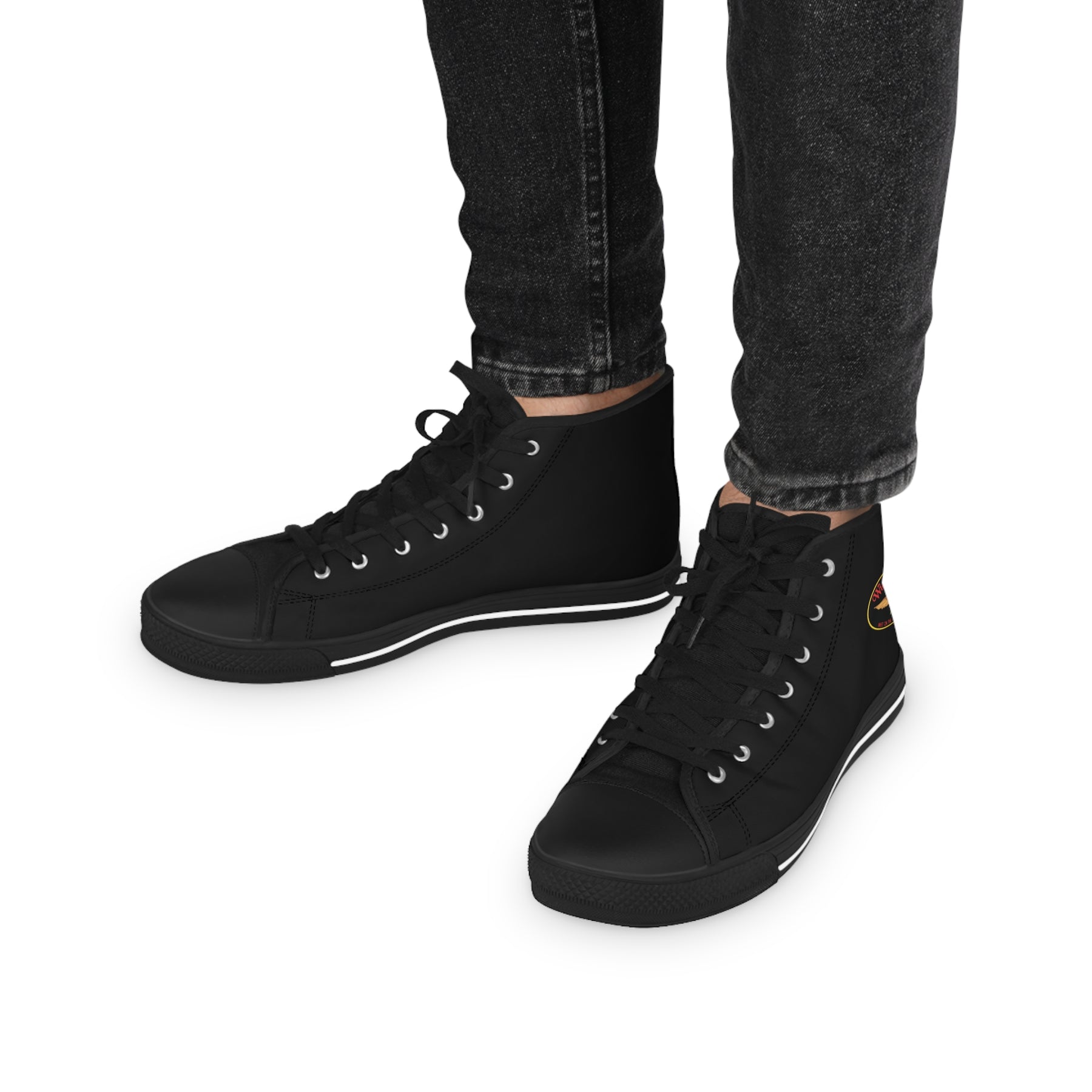 Widows Sons Sneaker - High Top Black & White Bikers Emblem - Bricks Masons