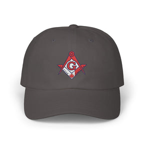 Master Mason Blue Lodge Canada Jurisdiction Baseball Cap - Red & White Square & Compass G - Bricks Masons
