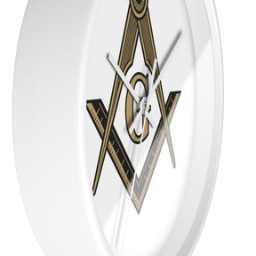 Master Mason Blue Lodge Clock - Distinguished S&C G on White Dial - Bricks Masons