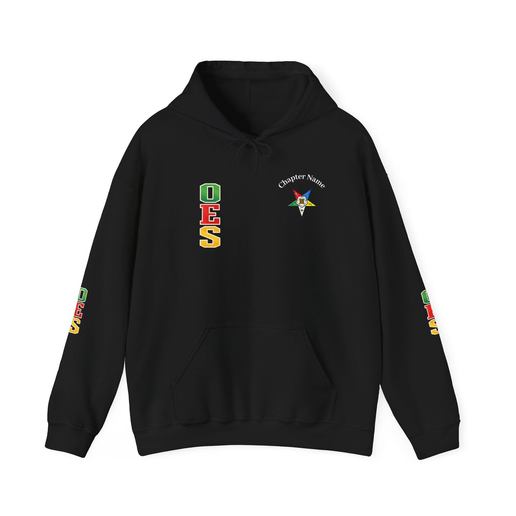 OES Hoodie - Colorful Eastern Star & Initials with Personalization - Bricks Masons