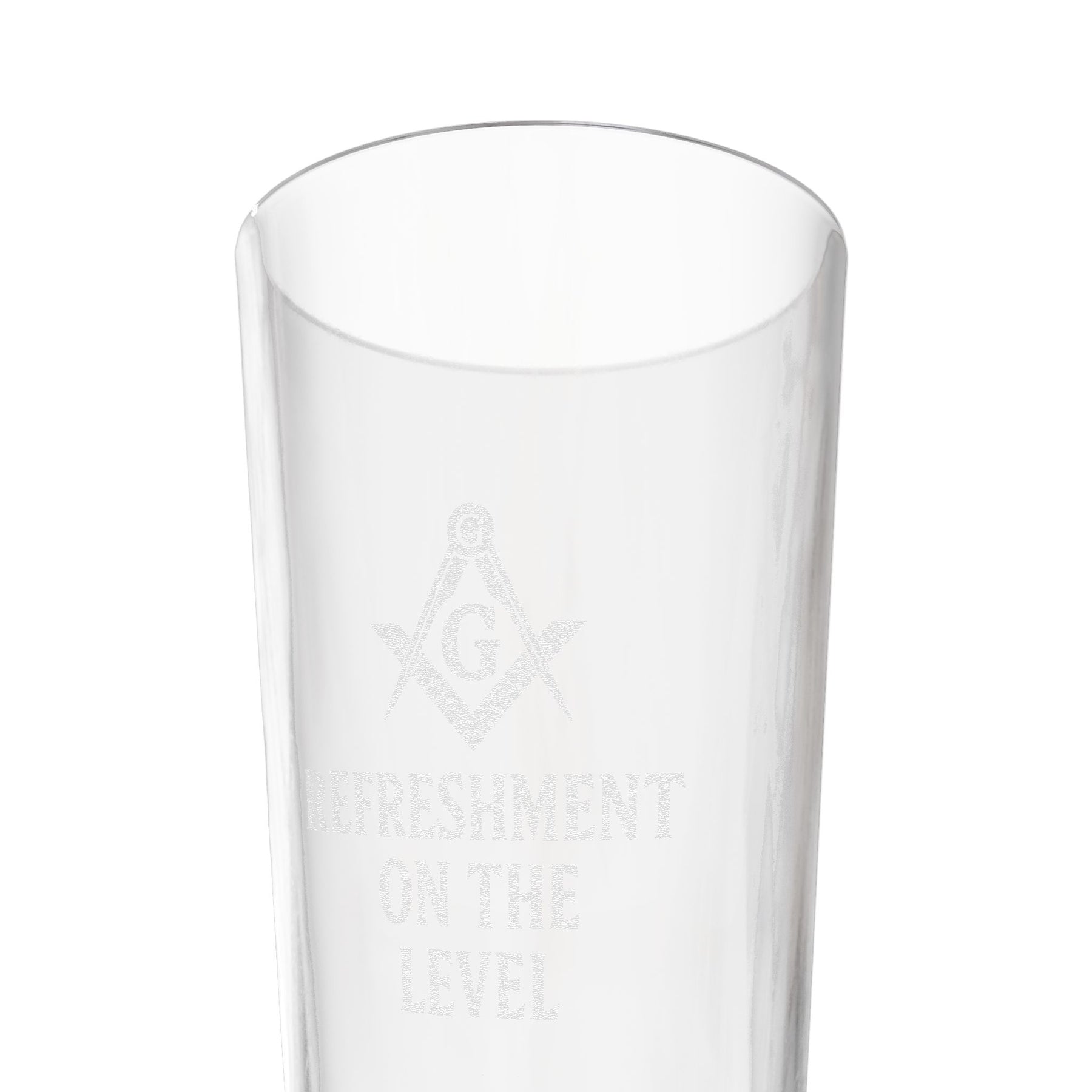 Master Mason Blue Lodge Pint Glass - Refreshment On The Level Square & Compass G
