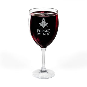 Master Mason Blue Lodge Wine Glass - Square & Compass Forget Me Not