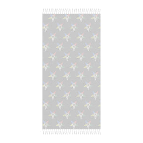 OES Towel - Black Polyester Colorful Stars With Knotted Tassels - Bricks Masons