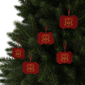 Master Mason Blue Lodge Christmas Ornament - S&C G with Twin Pillars Holiday Decor Set - Bricks Masons