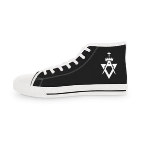 Allied Masonic Degrees Sneaker - High Top Black & White AMD White Emblem - Bricks Masons