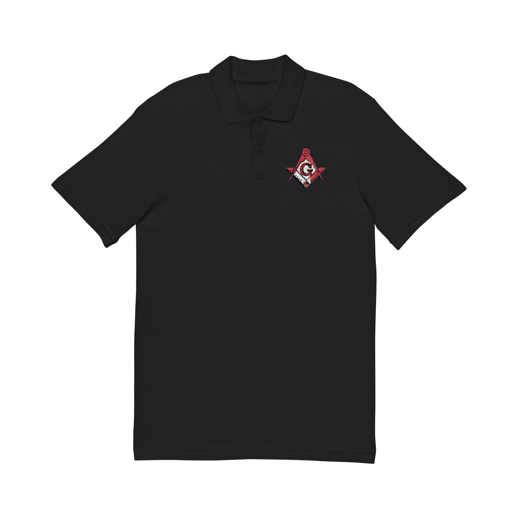 Master Mason Blue Lodge Canada Jurisdiction Polo Shirt - Embroidered S&C Canada Flag - Bricks Masons