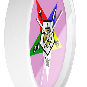 OES Clock - Classic Wood Frame with Star Emblem Design - Bricks Masons