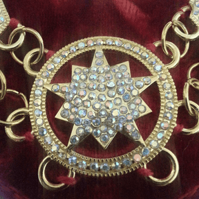 Shriners Chain Collar - Gold Plated with Rhinestones