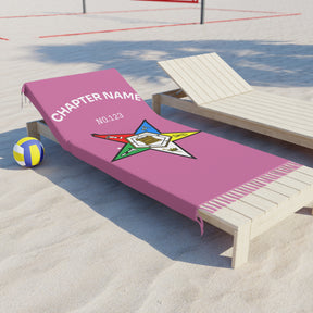 OES Towel - Pink Polyester Customizable Beach Cloth - Bricks Masons