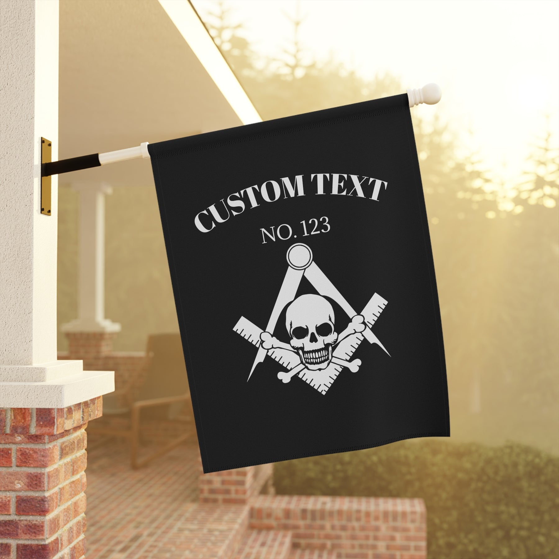 Widows Sons Yard Flag - White Skull & Bones Personalized - Bricks Masons