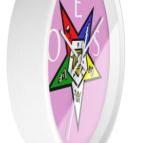 OES Clock - Pink Dial with OES Emblem and Inscription - Bricks Masons