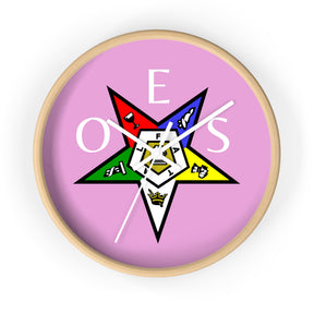 OES Clock - Pink Dial with OES Emblem and Inscription - Bricks Masons