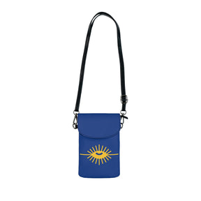 Knights of the All Seeing Eye Cell Phone Wallet - Blue Microfiber Leather With Gold Eye - Bricks Masons