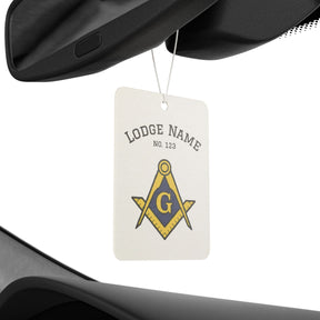 Master Mason Blue Lodge Car Air Freshener - Square & Compass G With Personalization - Bricks Masons