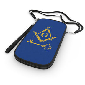 International Masons Passport Wallet - Blue & Yellow With Shoulder & Wrist Strap - Bricks Masons
