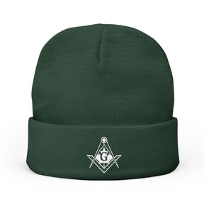 Master Mason Blue Lodge Canada Jurisdiction Beanie - Knit Embroidery Maple Leaf With S&C - Bricks Masons