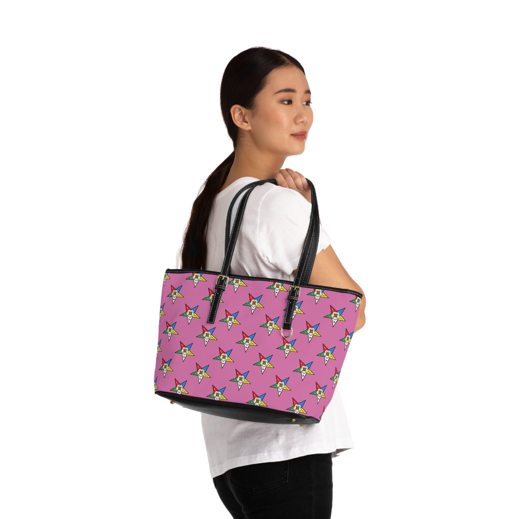 OES Handbag - Pink PU Leather With Stars - Bricks Masons