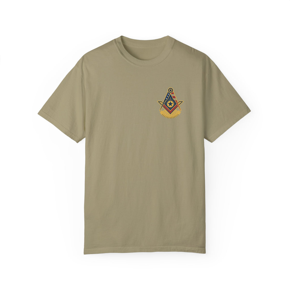 Past Master Blue Lodge T-Shirt - Garment-Dyed US Flag - Bricks Masons