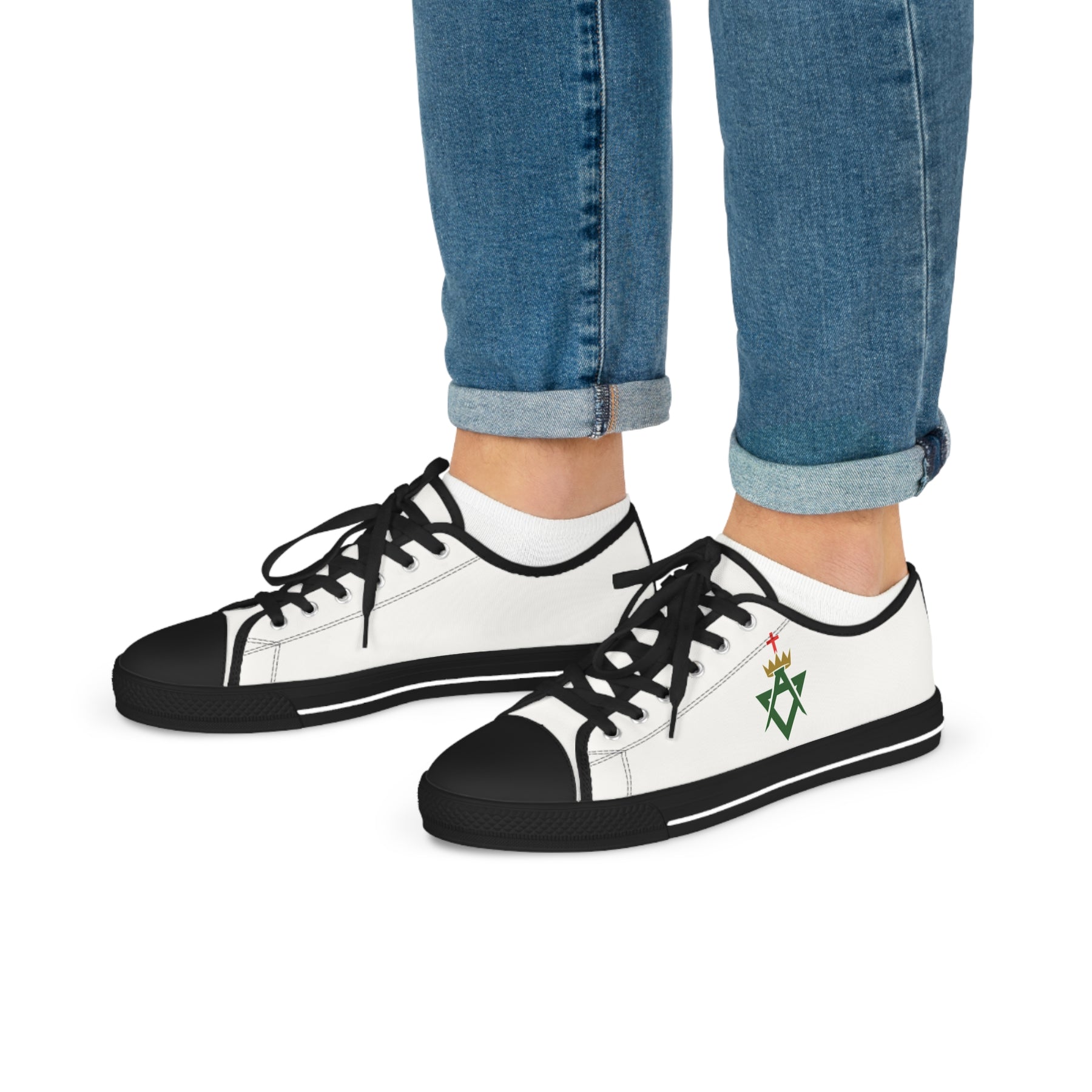 Allied Masonic Degrees Sneaker - Low Top Sneaker Black & White AMD Emblem - Bricks Masons