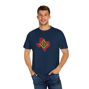 Master Mason Blue Lodge T-Shirt - Texas Mason Garment-Dyed Tee - Bricks Masons