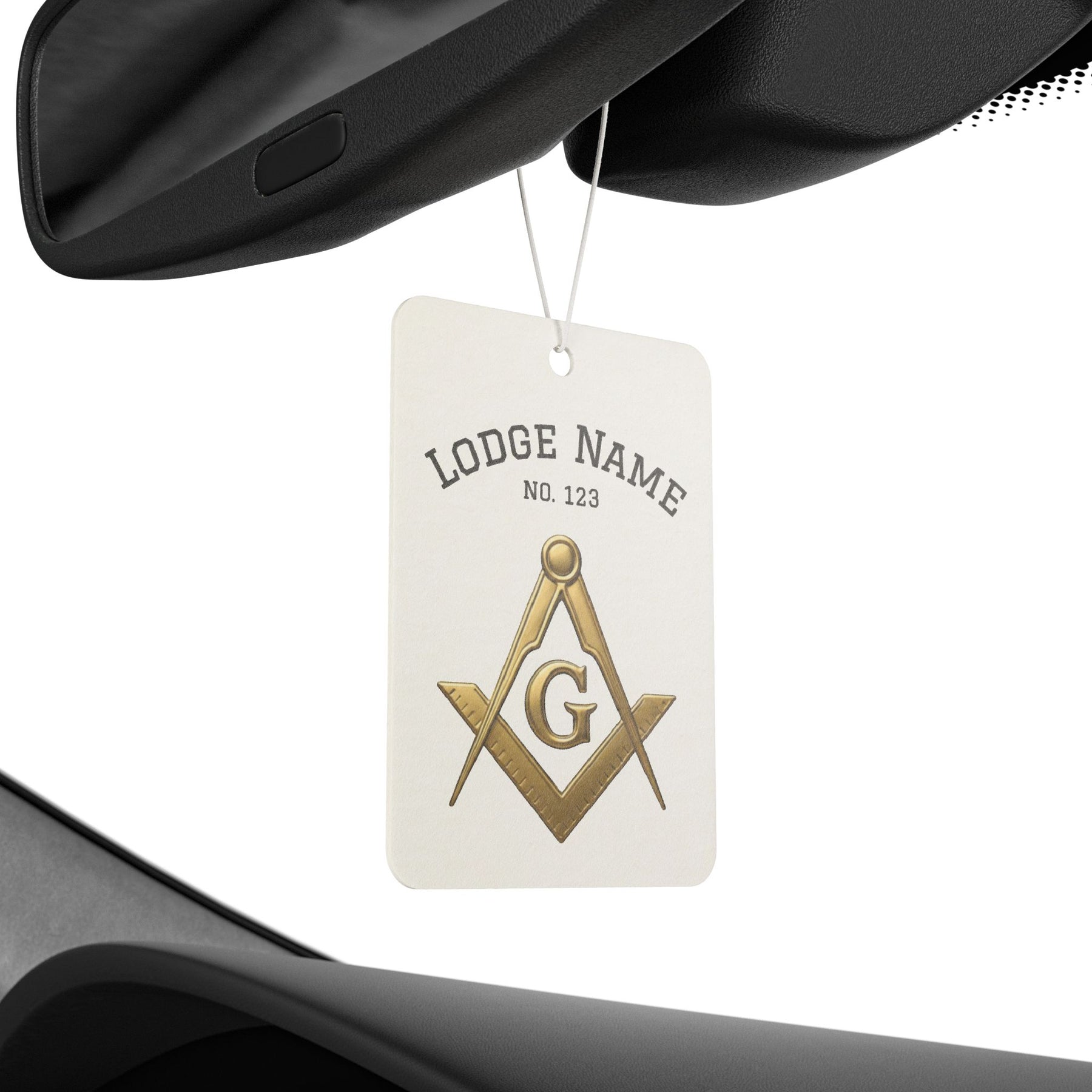 Master Mason Blue Lodge Car Air Freshener - Gold S&C G With Personalization - Bricks Masons