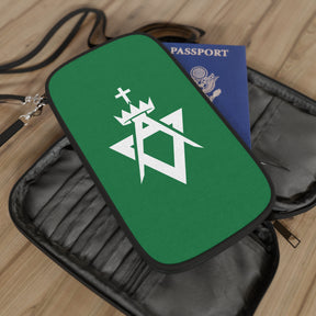 Allied Masonic Degrees Passport Wallet - Green With Shoulder & Wrist Strap - Bricks Masons