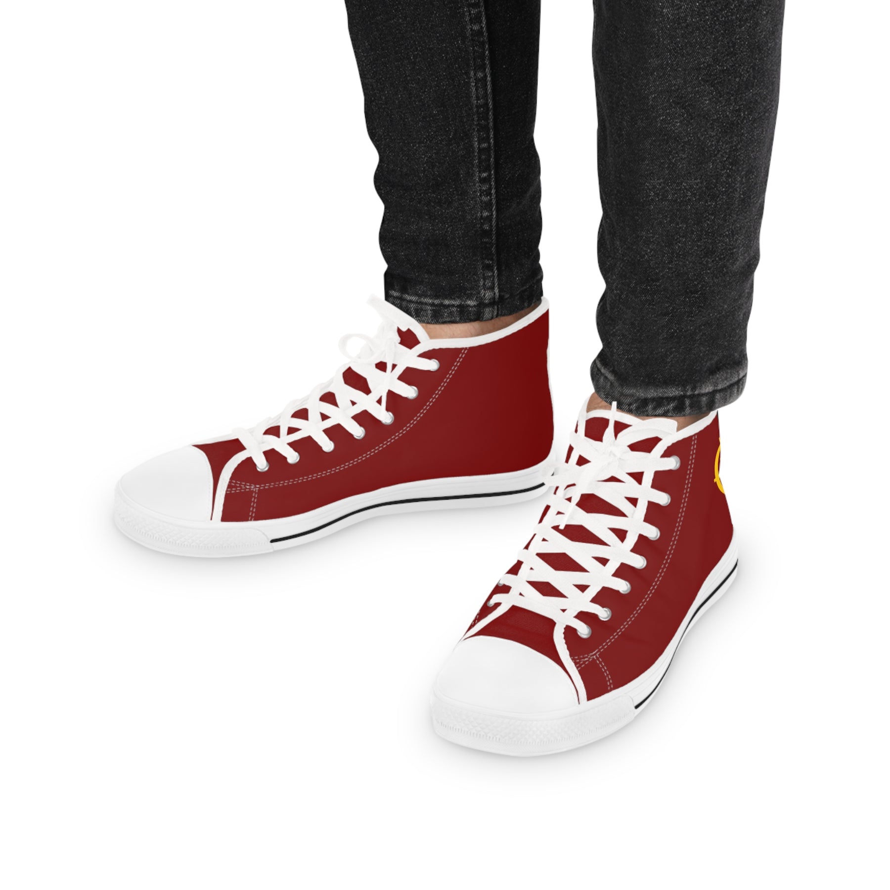 Council of Crusaders Sneaker - High Top Black & White Sole Maroon Canvas - Bricks Masons