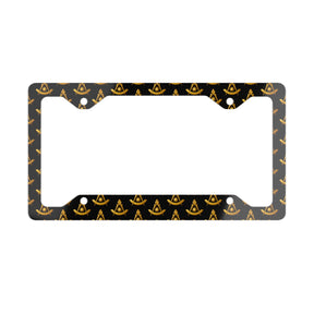 Past Master Blue Lodge License Plate Frame - Full Compass & Quadrant Sun Print - Bricks Masons