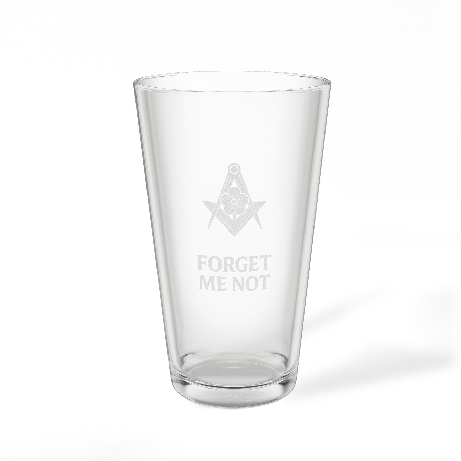 Master Mason Blue Lodge Pint Glass - Square & Compass Forget Me Not