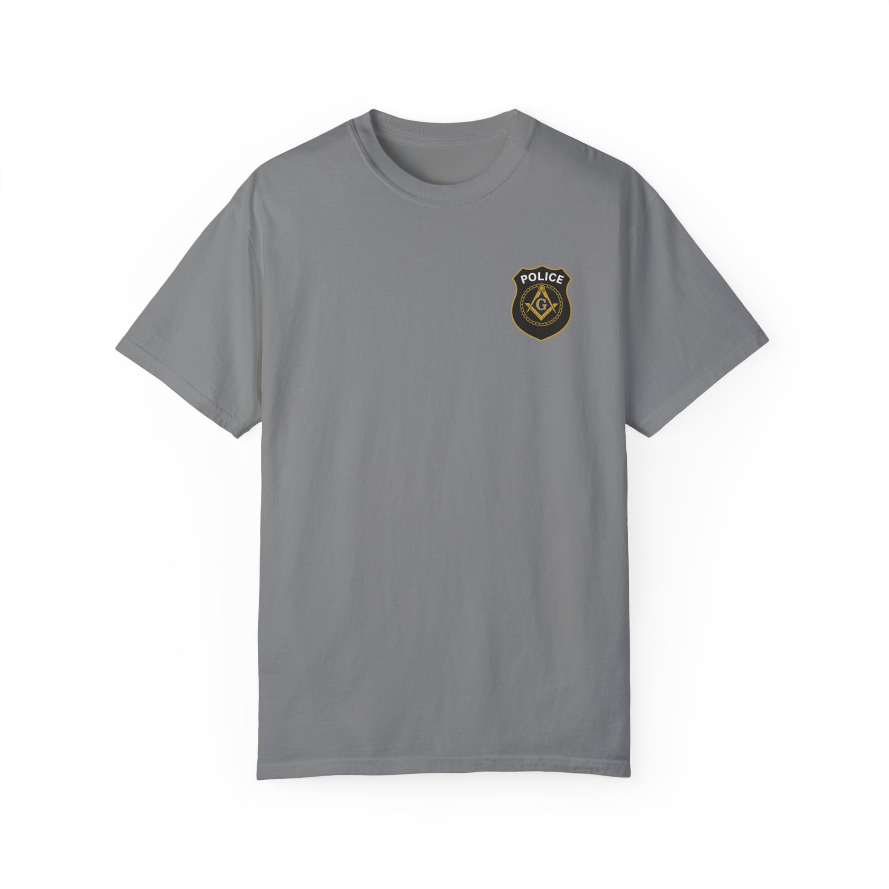 Master Mason Blue Lodge T-Shirt - Police Mason Garment-Dyed Tee - Bricks Masons
