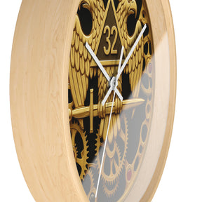 32nd Degree Scottish Rite Clock - Double Headed Eagle with Open Gear - Bricks Masons