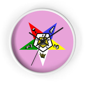 OES Clock - Classic Wood Frame with Star Emblem Design - Bricks Masons
