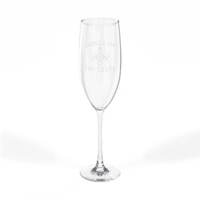 Master Mason Blue Lodge Champagne Flute - Served On The Level Square & Compass G