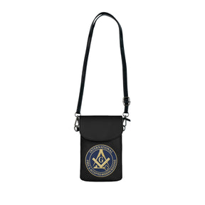 International Masons Cell Phone Wallet - Black Microfiber Leather Hands-Free Wallet - Bricks Masons