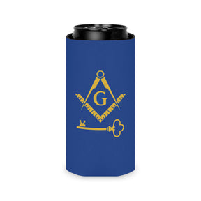 International Masons Can Cooler - Gold & Blue Square & Compass G - Bricks Masons
