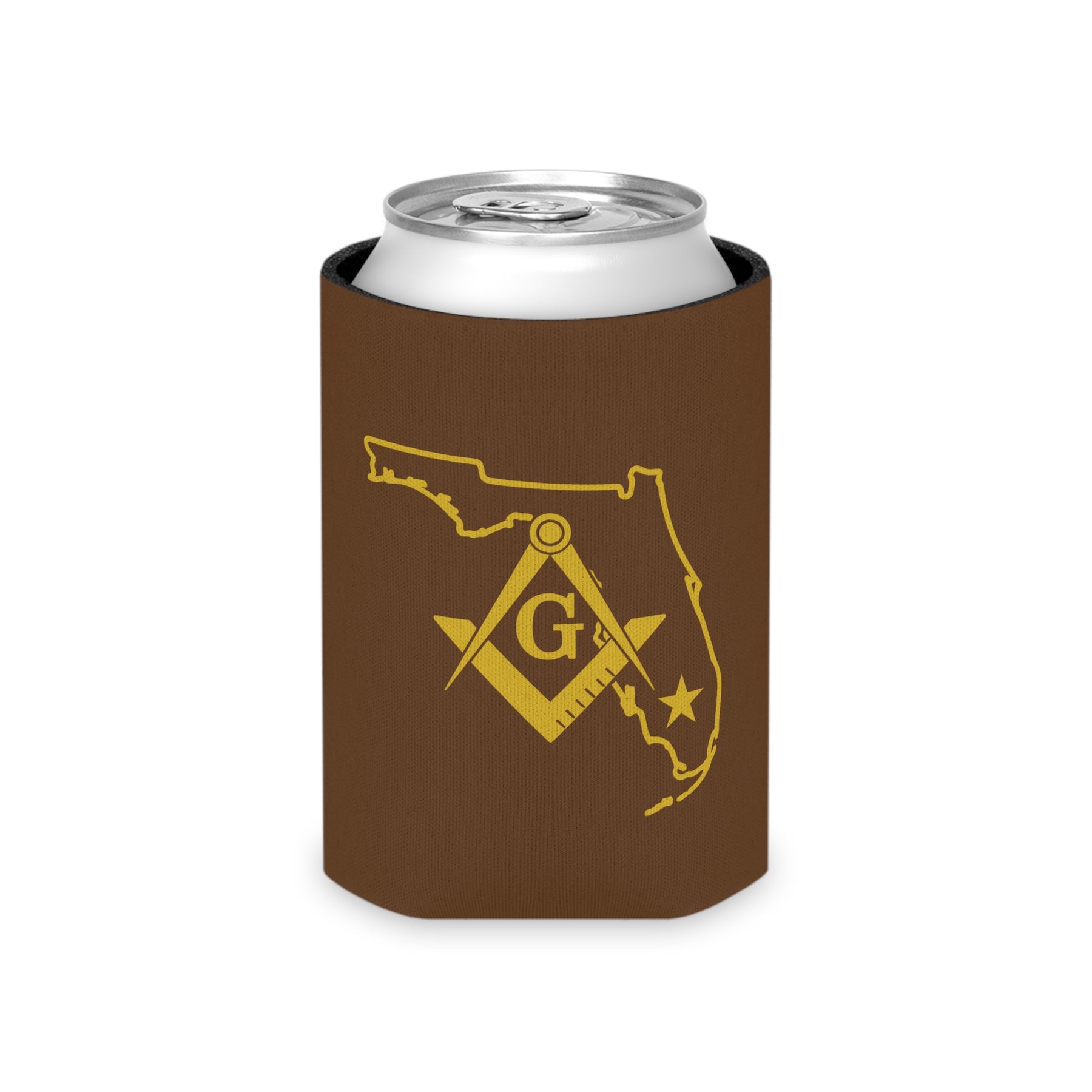 Master Mason Blue Lodge Can Cooler - Florida Mason Brown Color - Bricks Masons