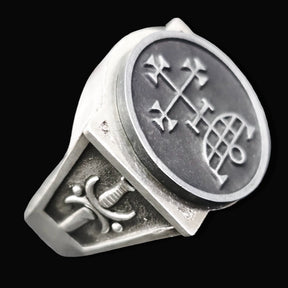 Demon Ring 4 Marques Samigina 72 Demons Lesser Key of Solomon Goetia In Silver 2.2 cm x 1.8 cm 18 Gr Art 1782 - Bricks Masons