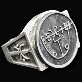 Demon Ring 14 MARQUIS LERAJE 72 Demons Lesser Key of Solomon Goetia In Silver 2.2 cm x 1.8 cm 18 Gr Art 1792 - Bricks Masons