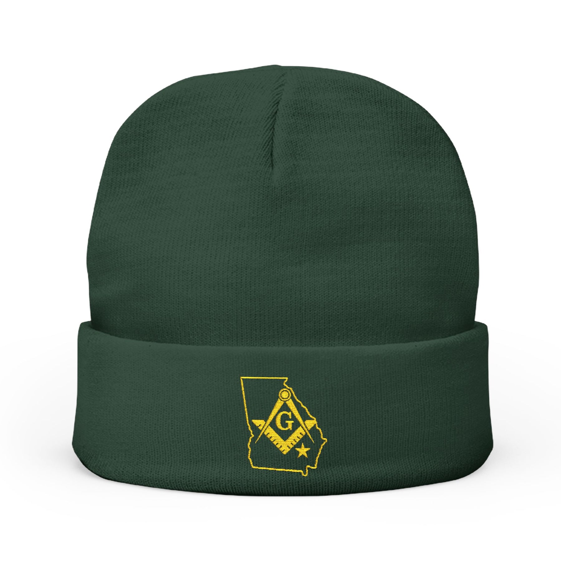 Master Mason Blue Lodge Beanie - Knit Embroidery Georgia Mason - Bricks Masons