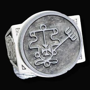 Demon Ring 20 KING PURSON 72 Demons Lesser Key of Solomon Goetia In Silver 2.2 cm x 1.8 cm 18 Gr Art 1798 - Bricks Masons