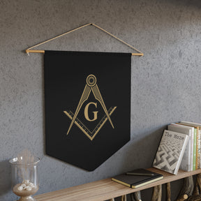 Master Mason Blue Lodge Pennant - Golden Square & Compass with G - Bricks Masons