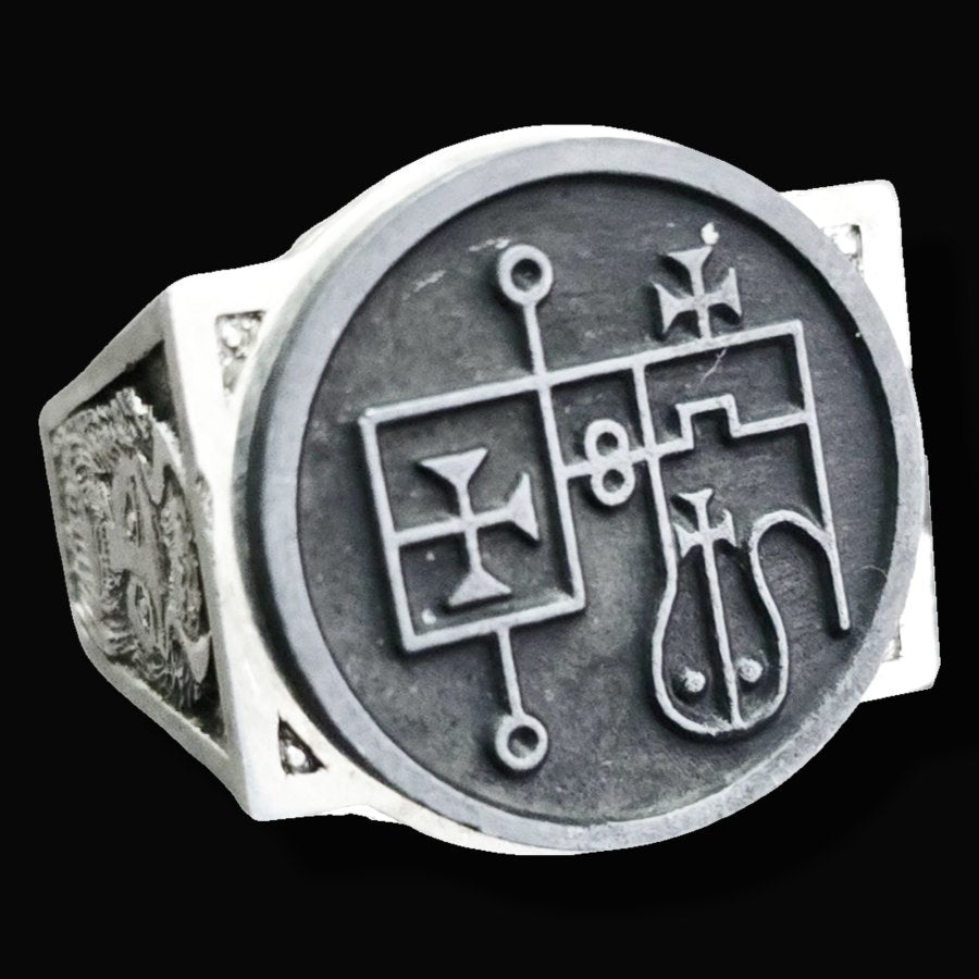 Demon Ring 25 COUNT PRESIDENT GLASYA LABOLAS 72 Demons Lesser Key of Solomon Goetia In Silver 2.2 cm x 1.8 cm 18 Gr Art 1803 - Bricks Masons