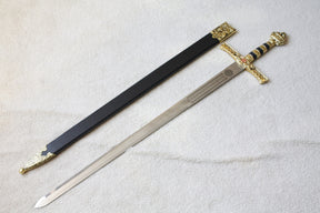 Knights Templar Sword - Mio Cid Anointed Golden Scabbard Totem Engraving 49" - Bricks Masons