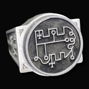 Demon Ring 36 PRINCE STOLAS 72 Demons Minor Key of Solomon Goetia In Silver 2.2 cm x 1.8 cm 18 Gr Art 1814 - Bricks Masons