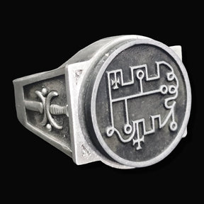 Demon Ring 36 PRINCE STOLAS 72 Demons Minor Key of Solomon Goetia In Silver 2.2 cm x 1.8 cm 18 Gr Art 1814 - Bricks Masons